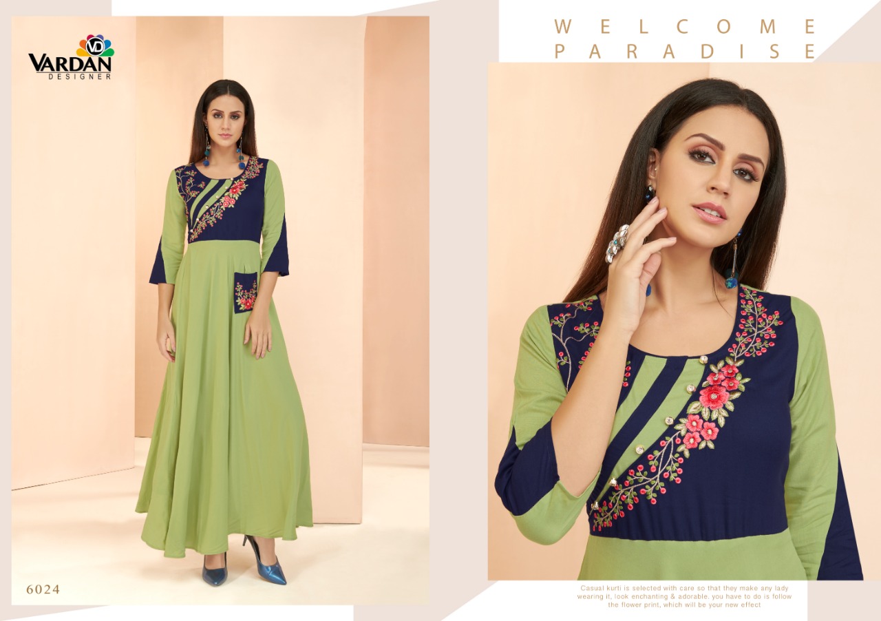 vardan designer gulnaz vol 3 rayon decent look kurti catalog