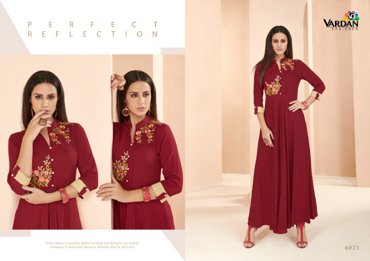 vardan designer gulnaz vol 3 rayon decent look kurti catalog