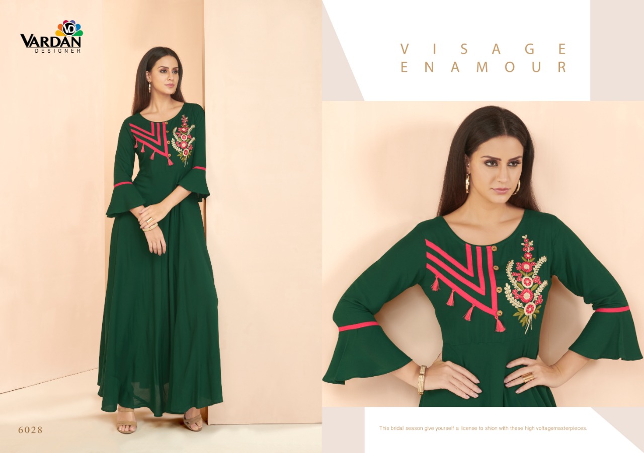 vardan designer gulnaz vol 3 rayon decent look kurti catalog