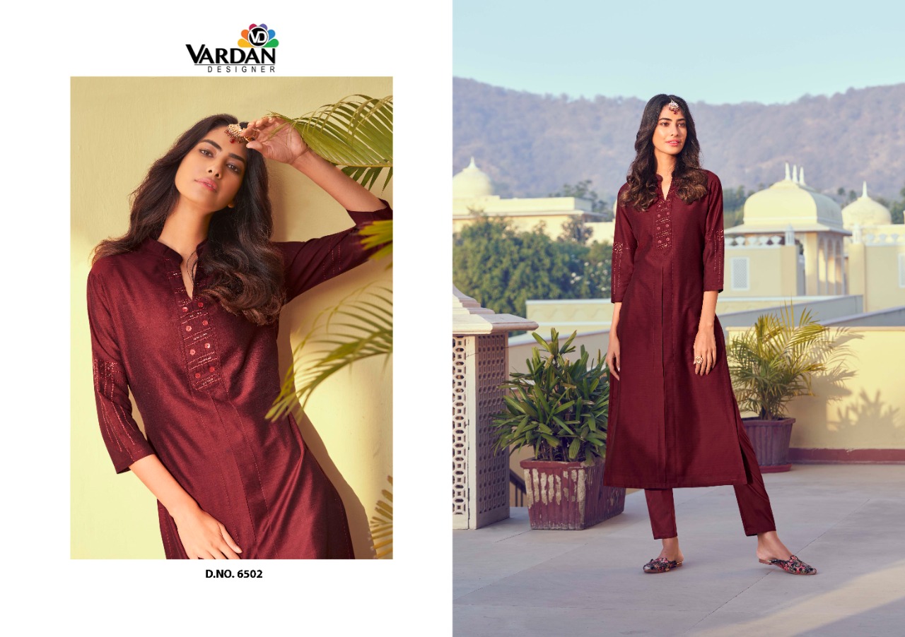 vardan designer raahat vol 1 silk attractive kurti catalog