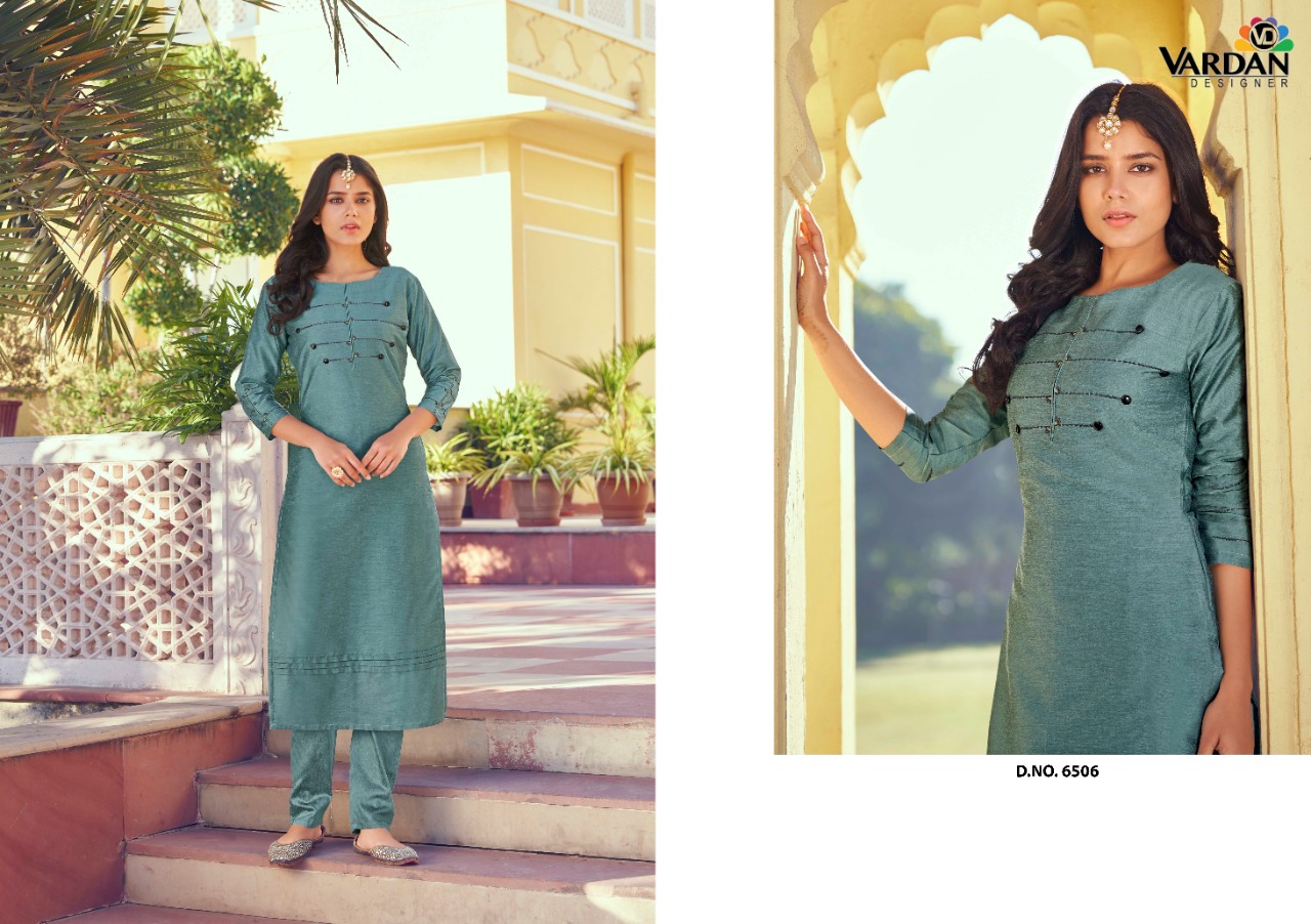 vardan designer raahat vol 2 silk exclusive look kurti with pant catalog