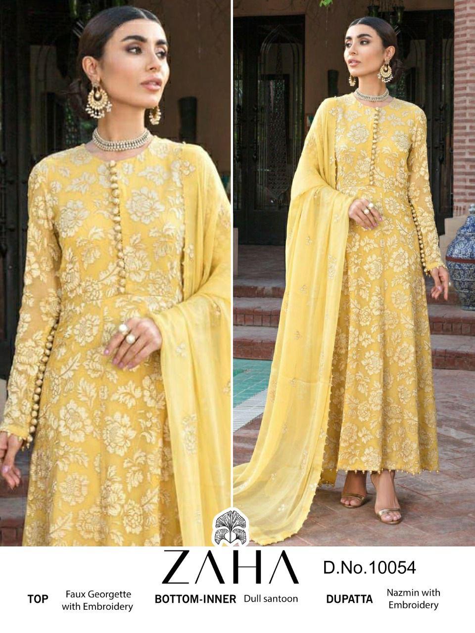 zaha 10054 georgette regal look salwar suit single