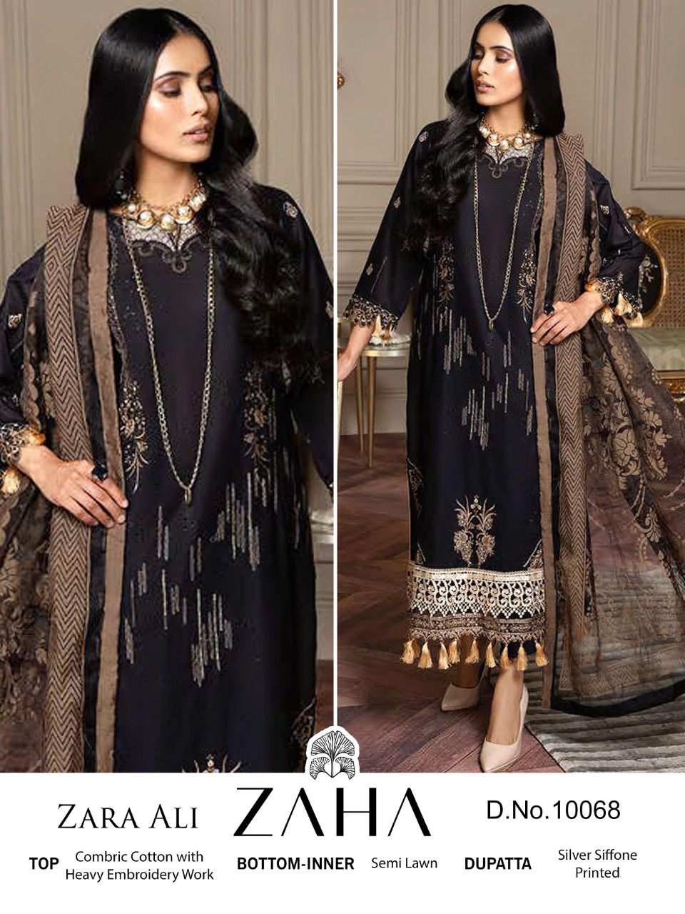 zaha Zara 10068 Salwar Kameez Cambric cotton Singles