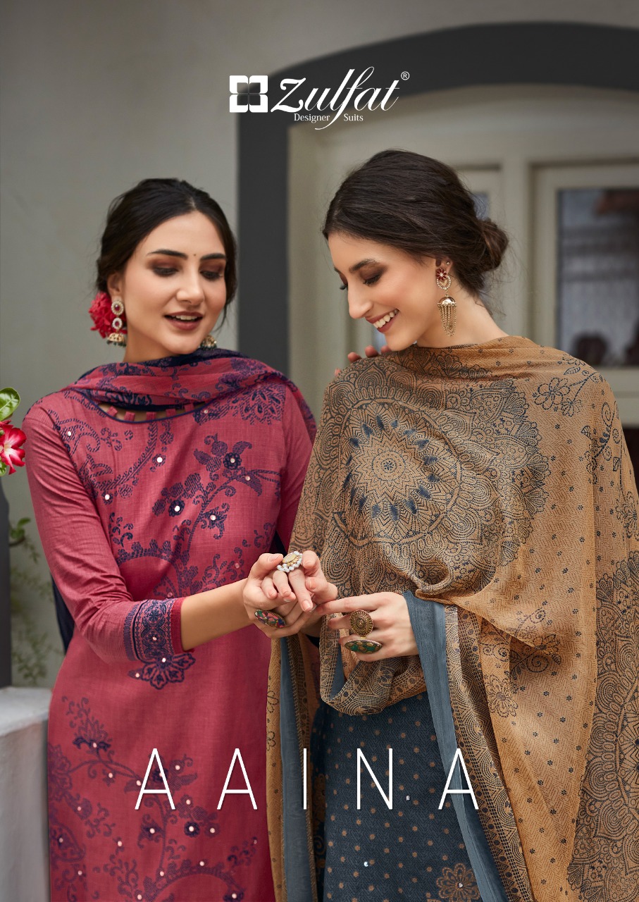 zulfat designer suit aaina cotton authentic fabric salwar suit catalog