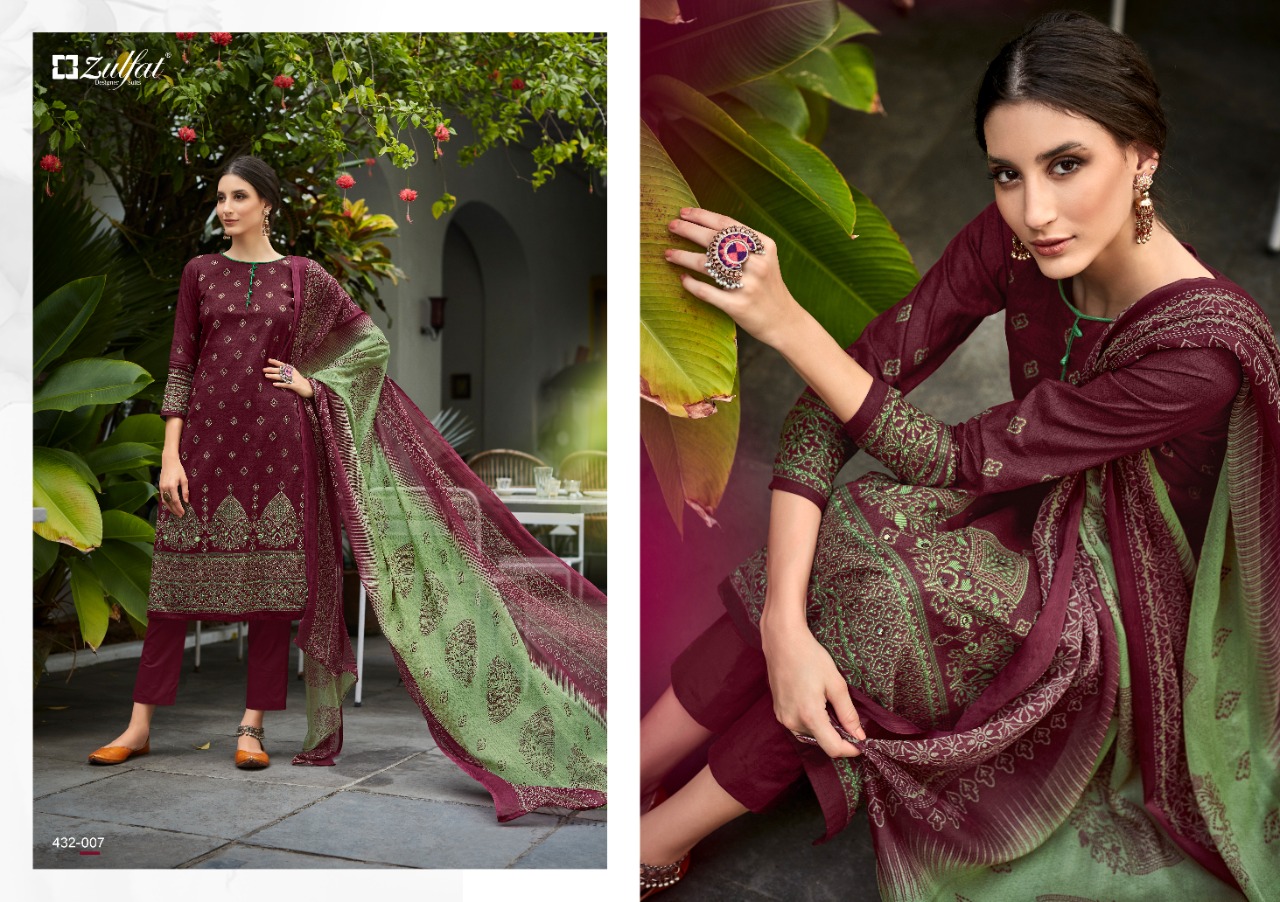 zulfat designer suit aaina cotton authentic fabric salwar suit catalog