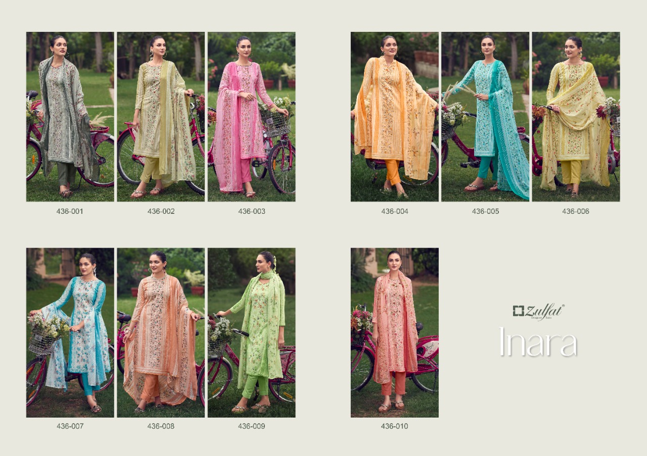 zulfat designer suit inara cotton elegant look salwar suit catalog