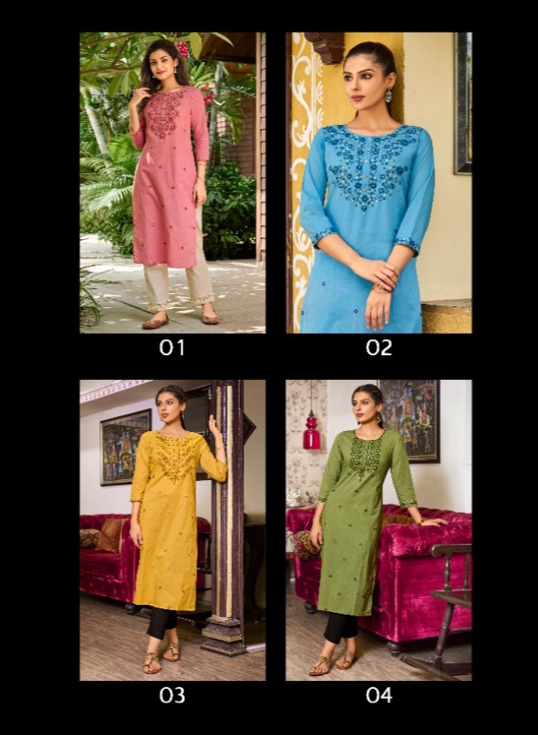 100 miles ananta cotton decent embroidry look kurti catalog