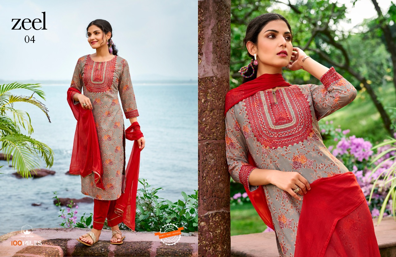 100 miles zeel poly cambric new and modern style top bottom with dupatta catalog