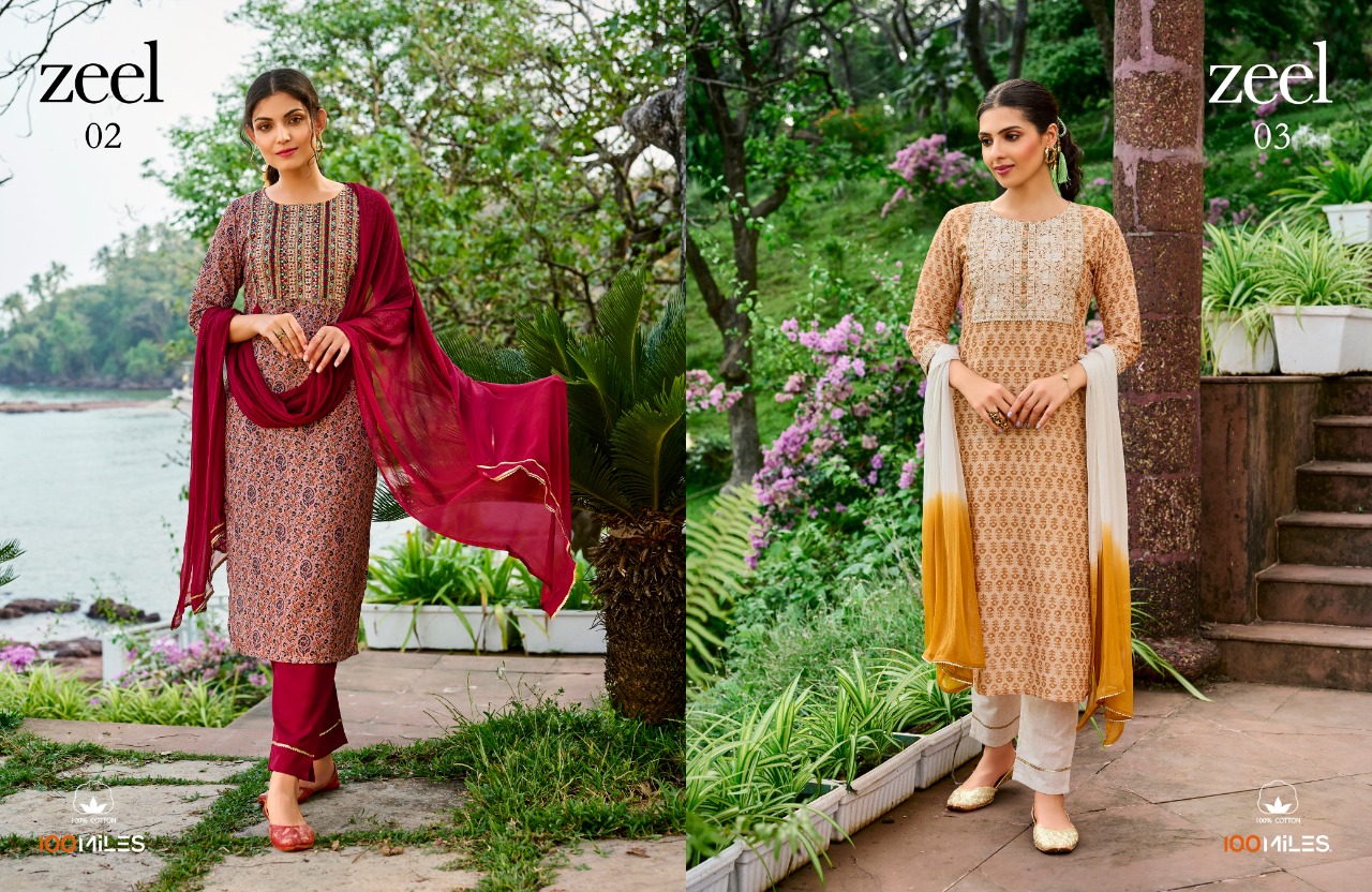 100 miles zeel poly cambric new and modern style top bottom with dupatta catalog