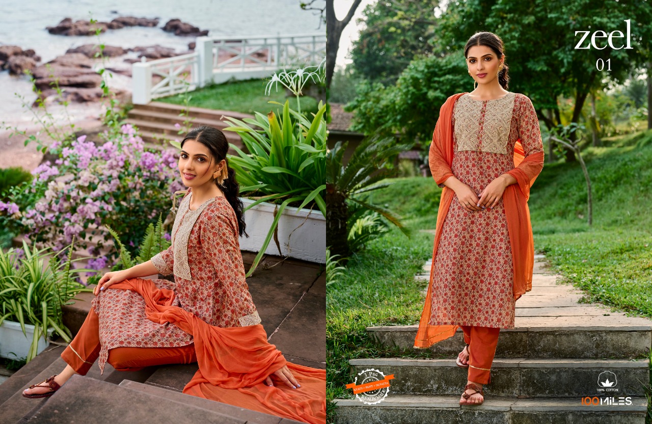 100 miles zeel poly cambric new and modern style top bottom with dupatta catalog