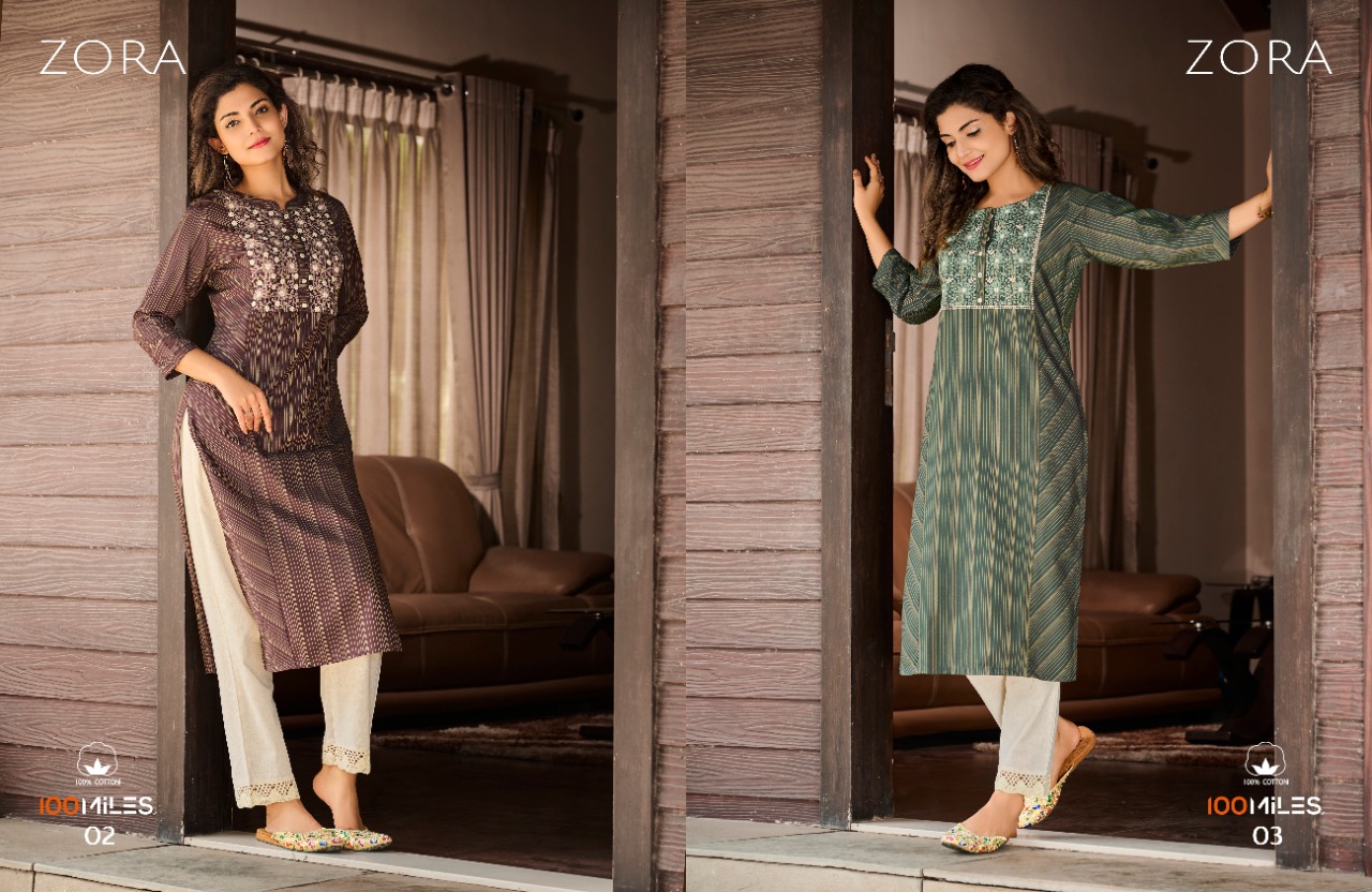 100 miles zora Yarn dyed authentic fabric kurti catalog