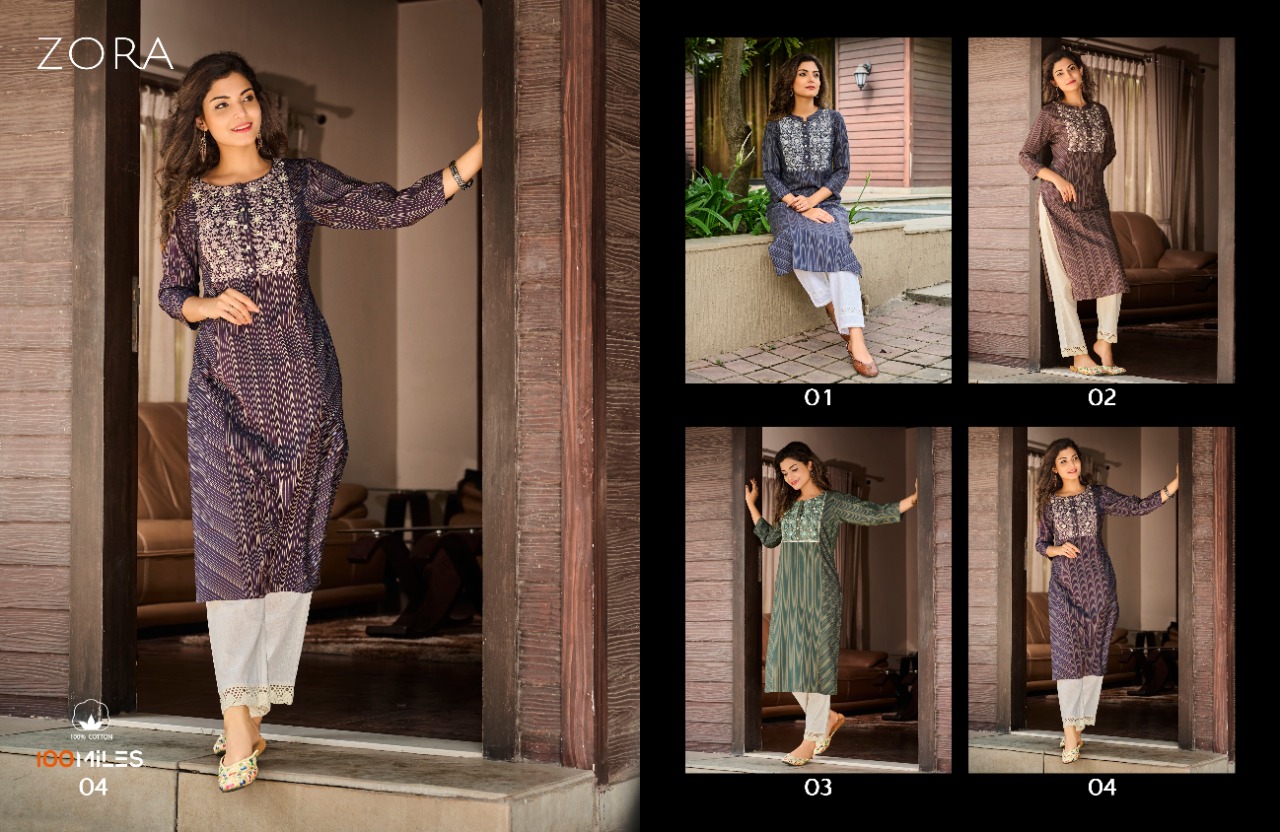 100 miles zora Yarn dyed authentic fabric kurti catalog