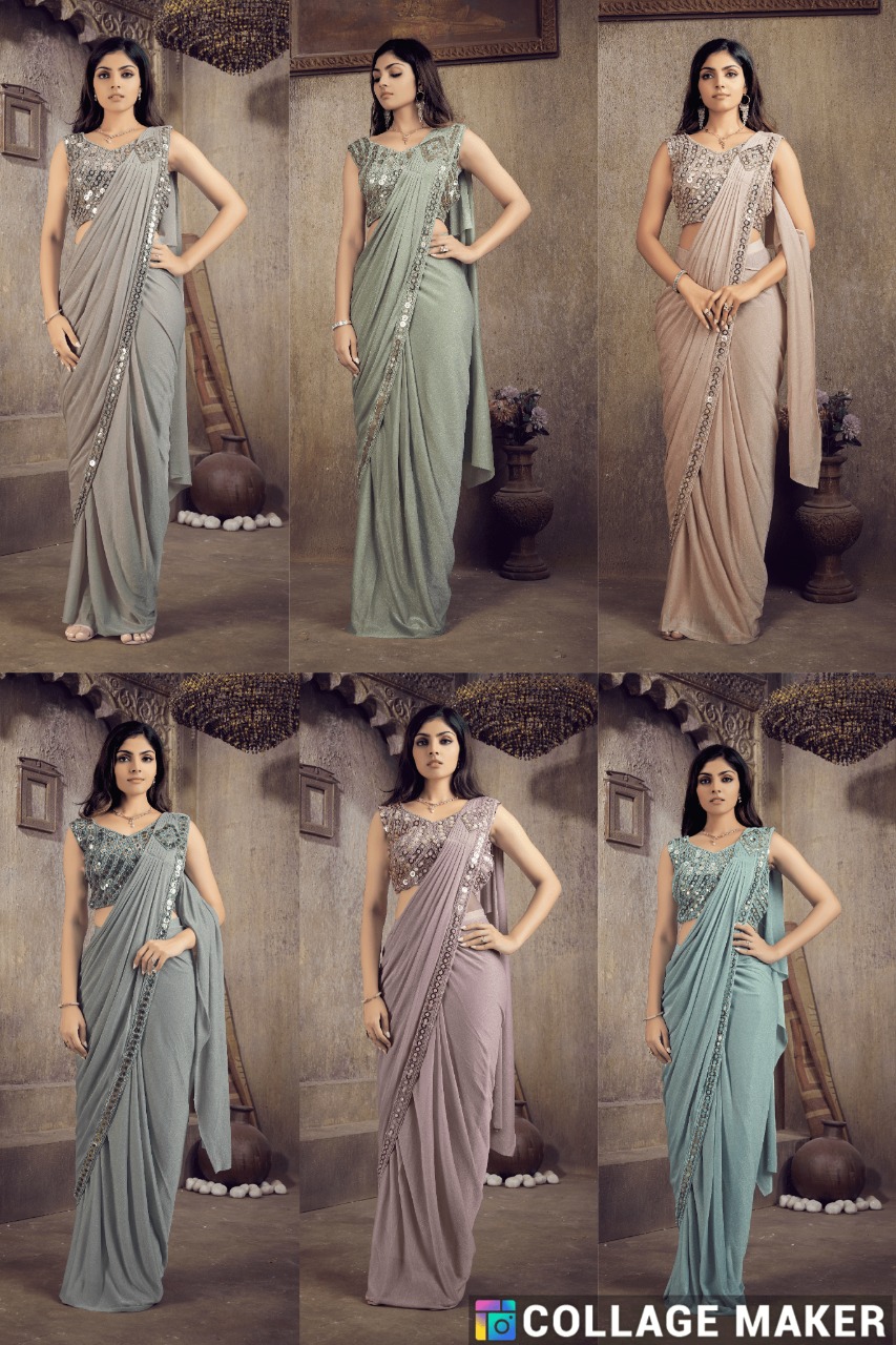 amoha trendz Design No 1015898 Imported lycra stylish look saree catalog