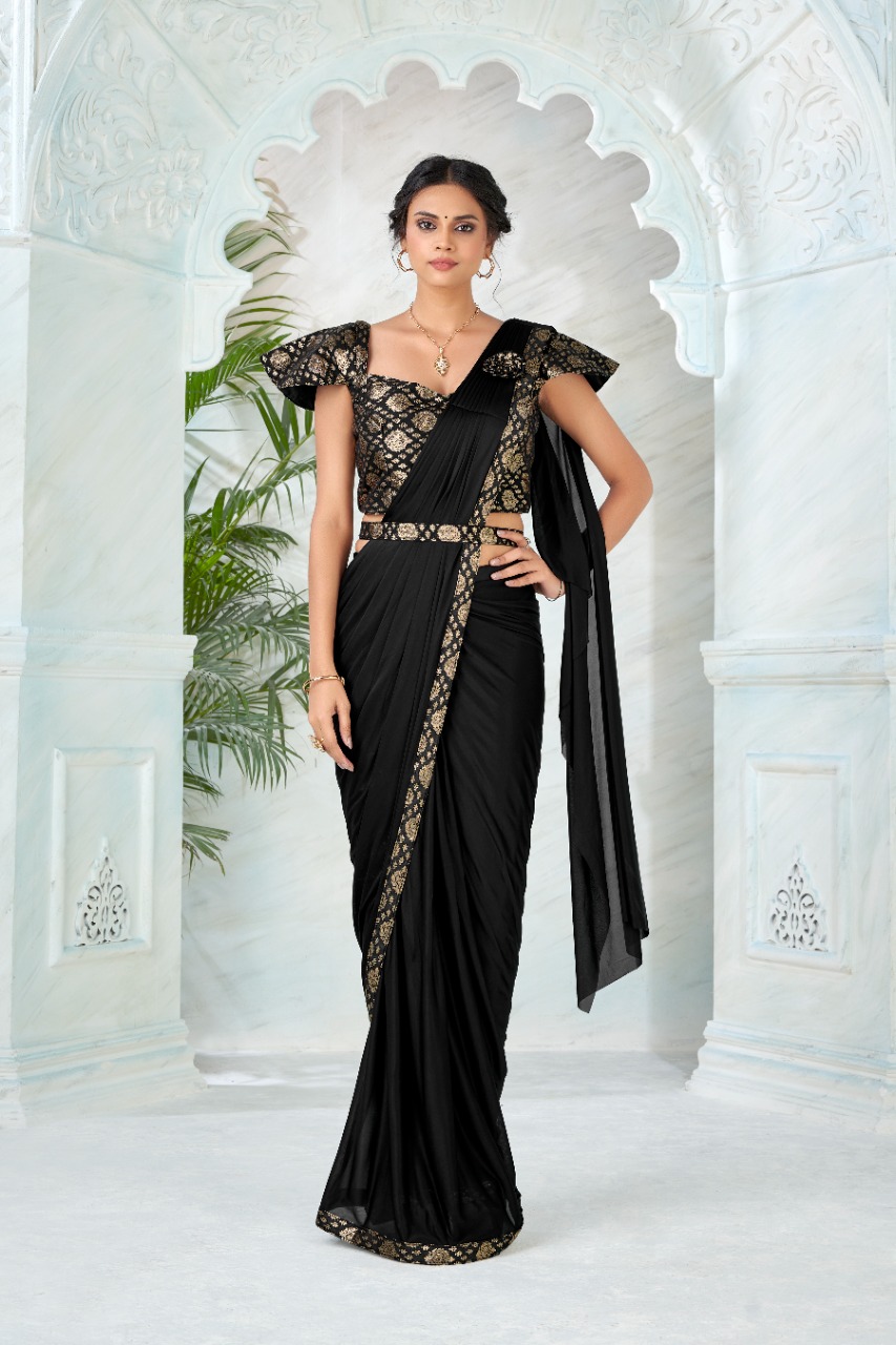 amoha trendz Design No 1015989 Imported lycra stylish look saree catalog