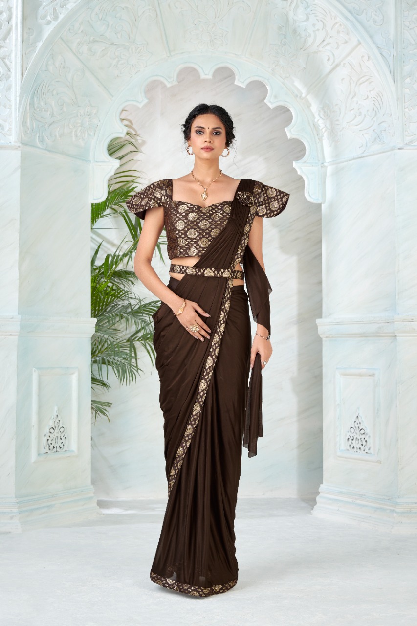 amoha trendz Design No 1015989 Imported lycra stylish look saree catalog