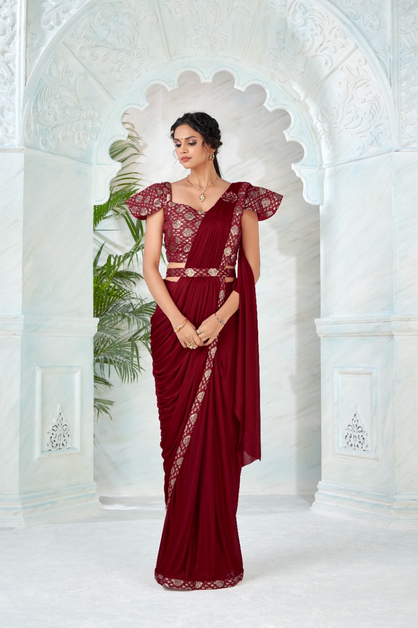 amoha trendz Design No 1015989 Imported lycra stylish look saree catalog