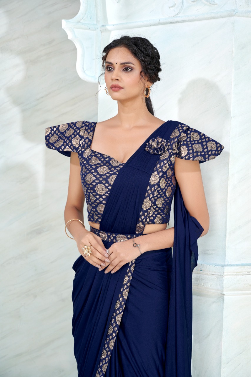 amoha trendz Design No 1015989 Imported lycra stylish look saree catalog