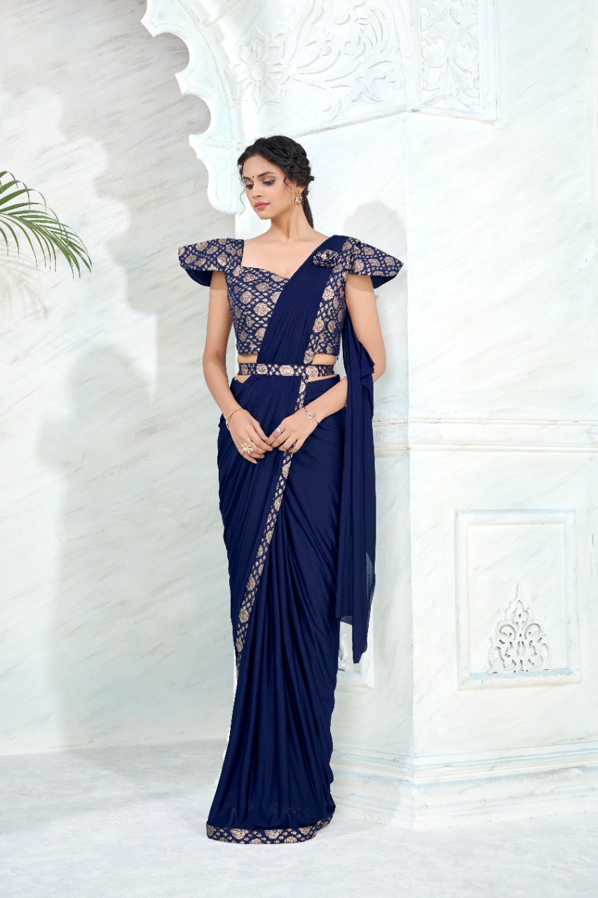 amoha trendz Design No 1015989 Imported lycra stylish look saree catalog