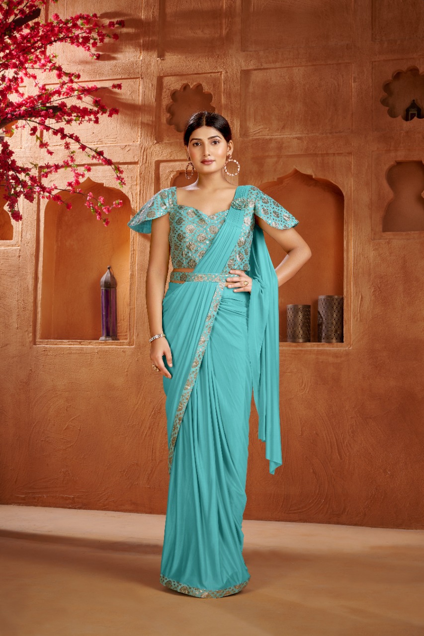 amoha trendz Design No 1015989 Imported lycra stylish look saree catalog