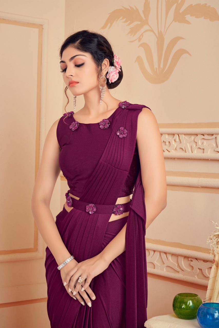 amoha trendz Design No1015908 Imported lycra attractive look saree catalog