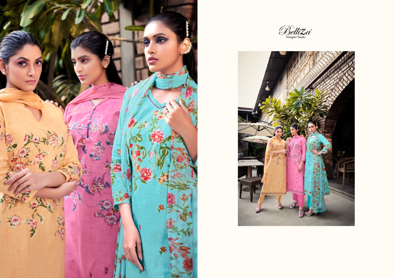 beliza designer studio oracle cotton linen innovative print salwar suit catalog