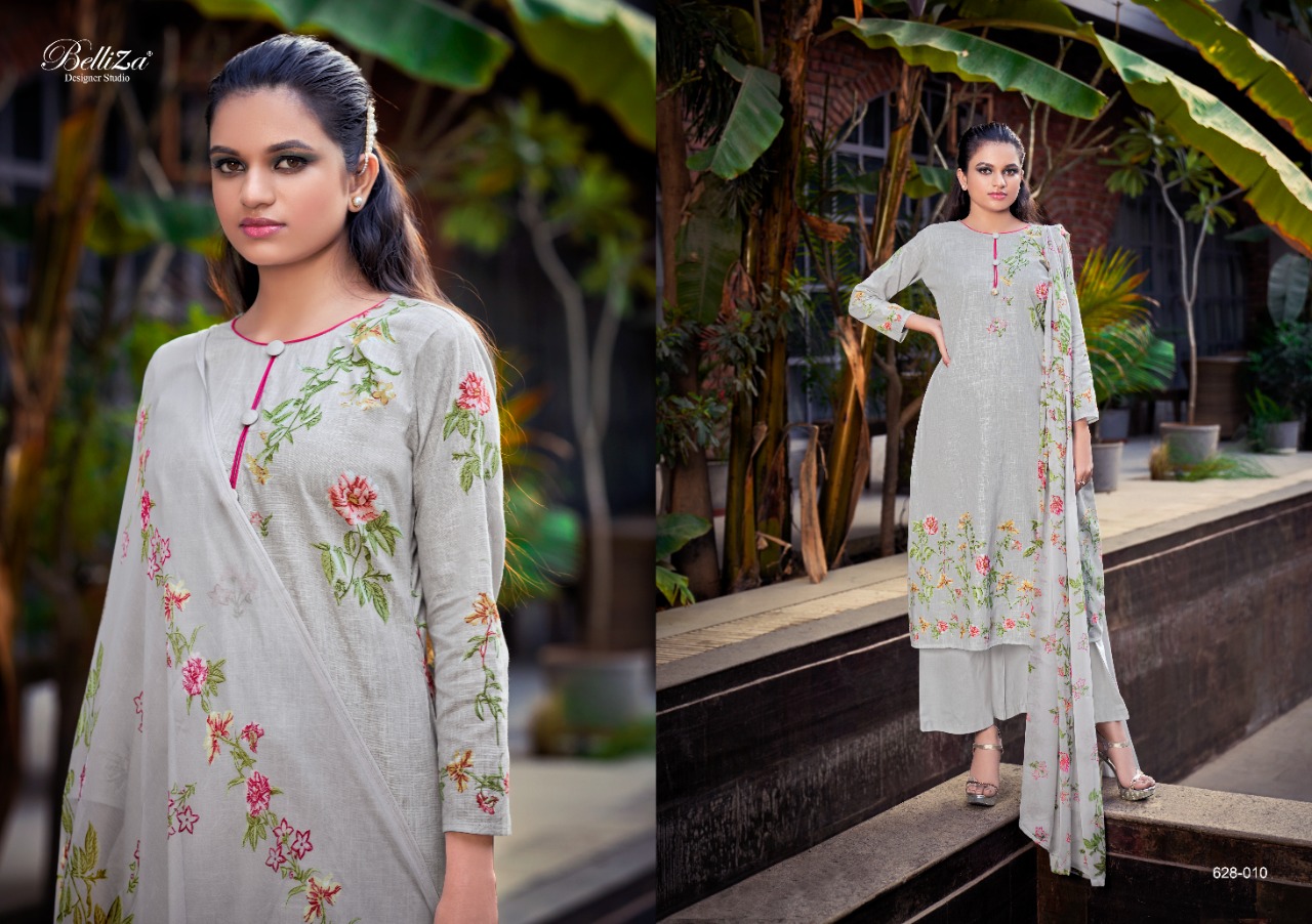 beliza designer studio oracle cotton linen innovative print salwar suit catalog