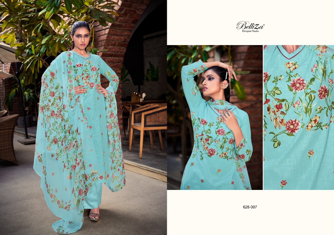 beliza designer studio oracle cotton linen innovative print salwar suit catalog