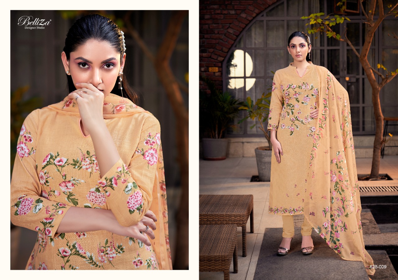 beliza designer studio oracle cotton linen innovative print salwar suit catalog