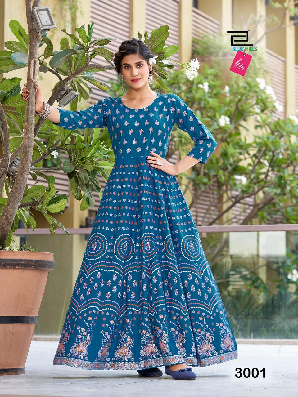 blue hills Festival Night VOL 3 rayon gorgeous look kurti catalog