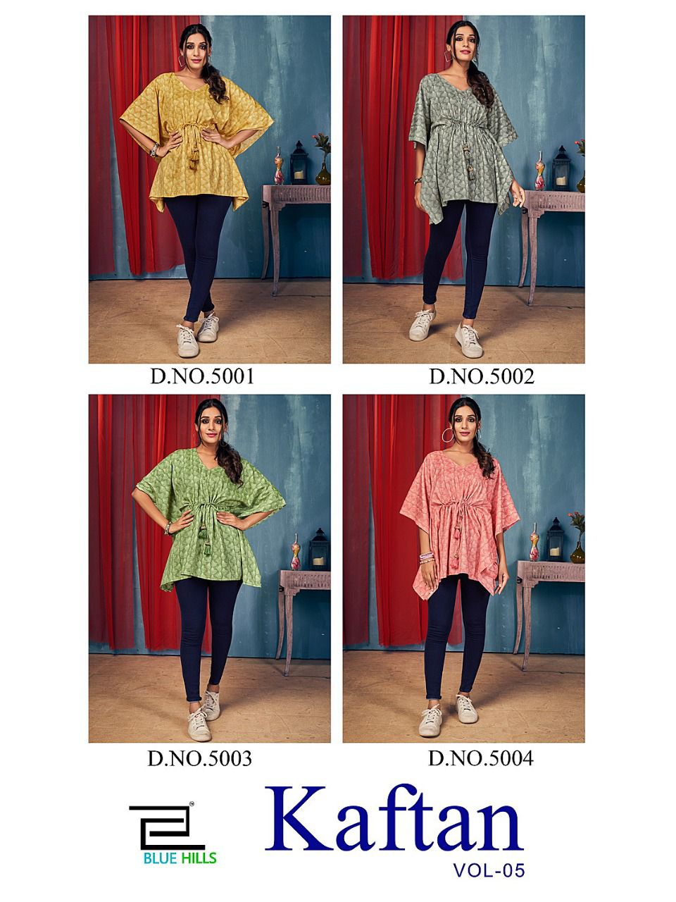 blue hills kaftan vol 5 rayon new and modern style kaftan kurti catalog