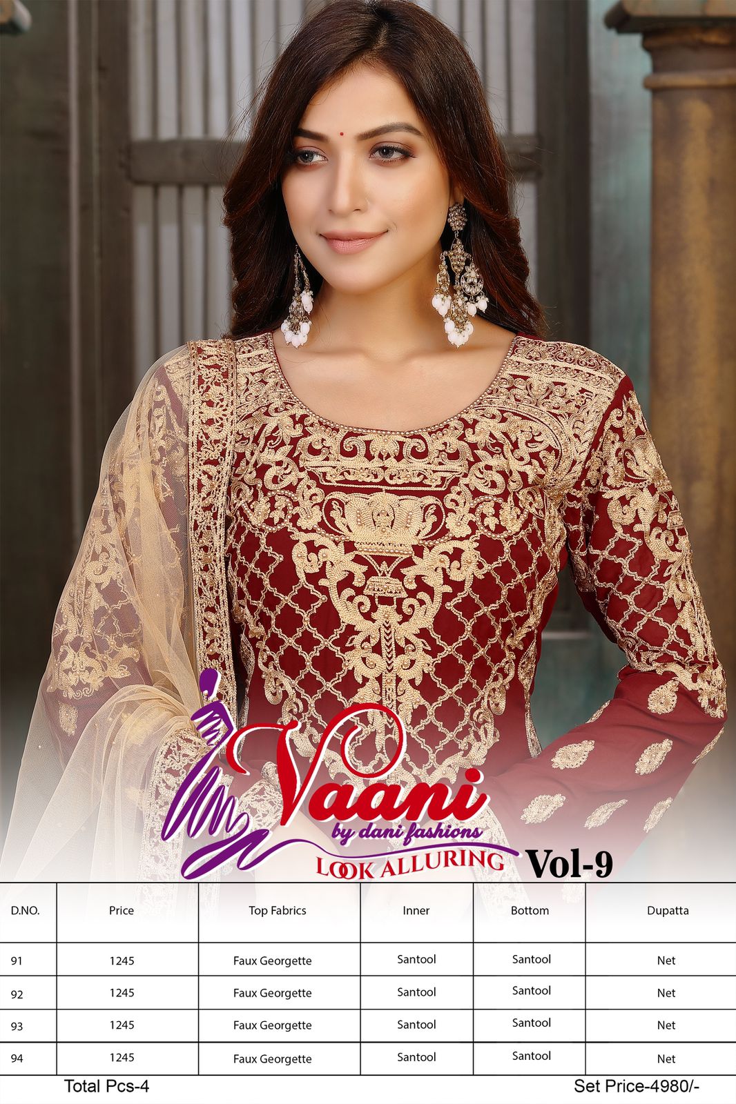 dani vaani vol 9 georgette Regal look salwar suit catalog