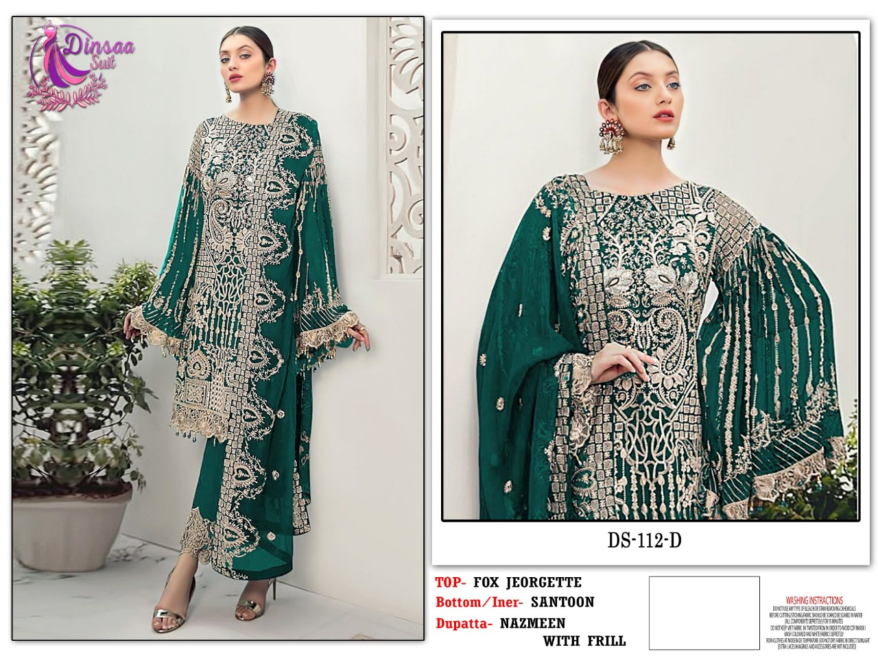 dinsaa suit Dinsaa 112 D Salwar Kameez Fox georgette Singles