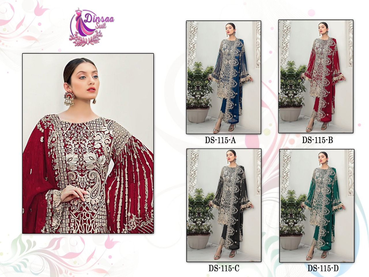 dinsaa suit 115 georgette decent look salwar suit catalog