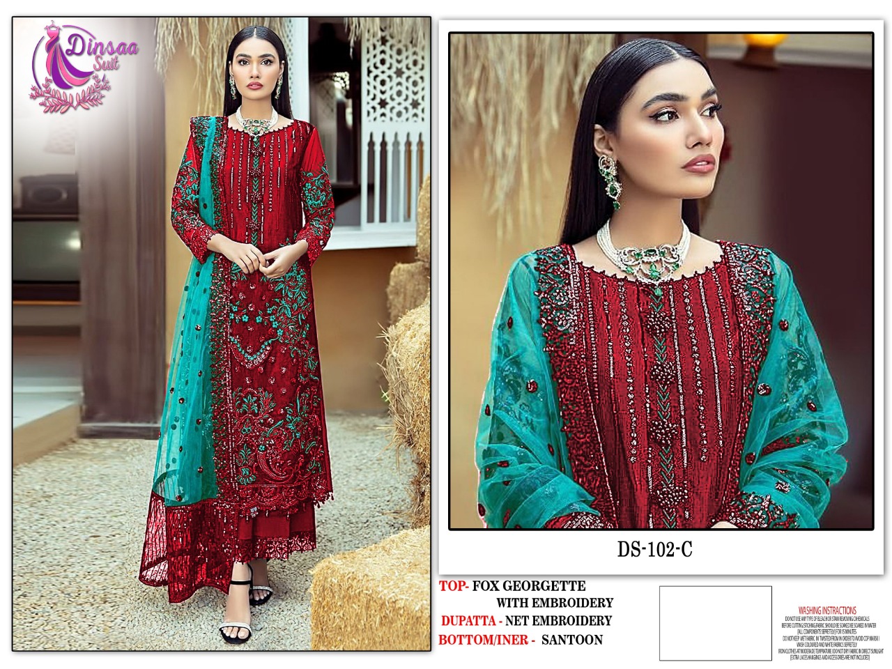 dinsaa suit DINSAA 102 C Salwar Kameez Georgette Singles