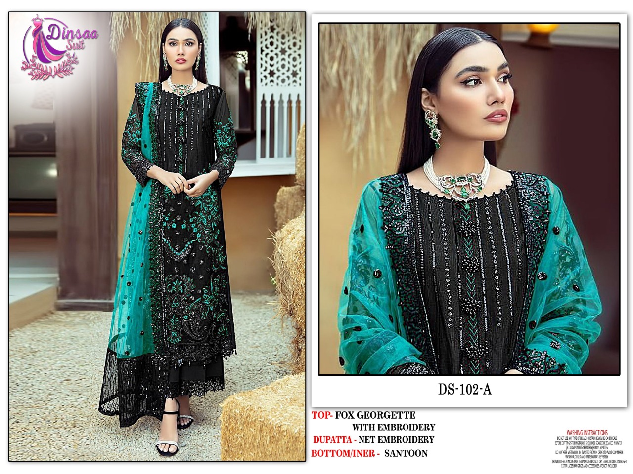 dinsaa suit 102 ABCD georgette regal look salwar suit catalog