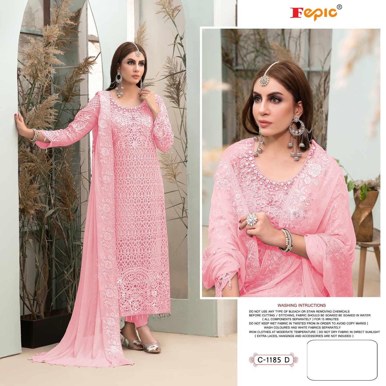 FEPIC Rosemeen C 1185 D Salwar Kameez Butterfly net Singles