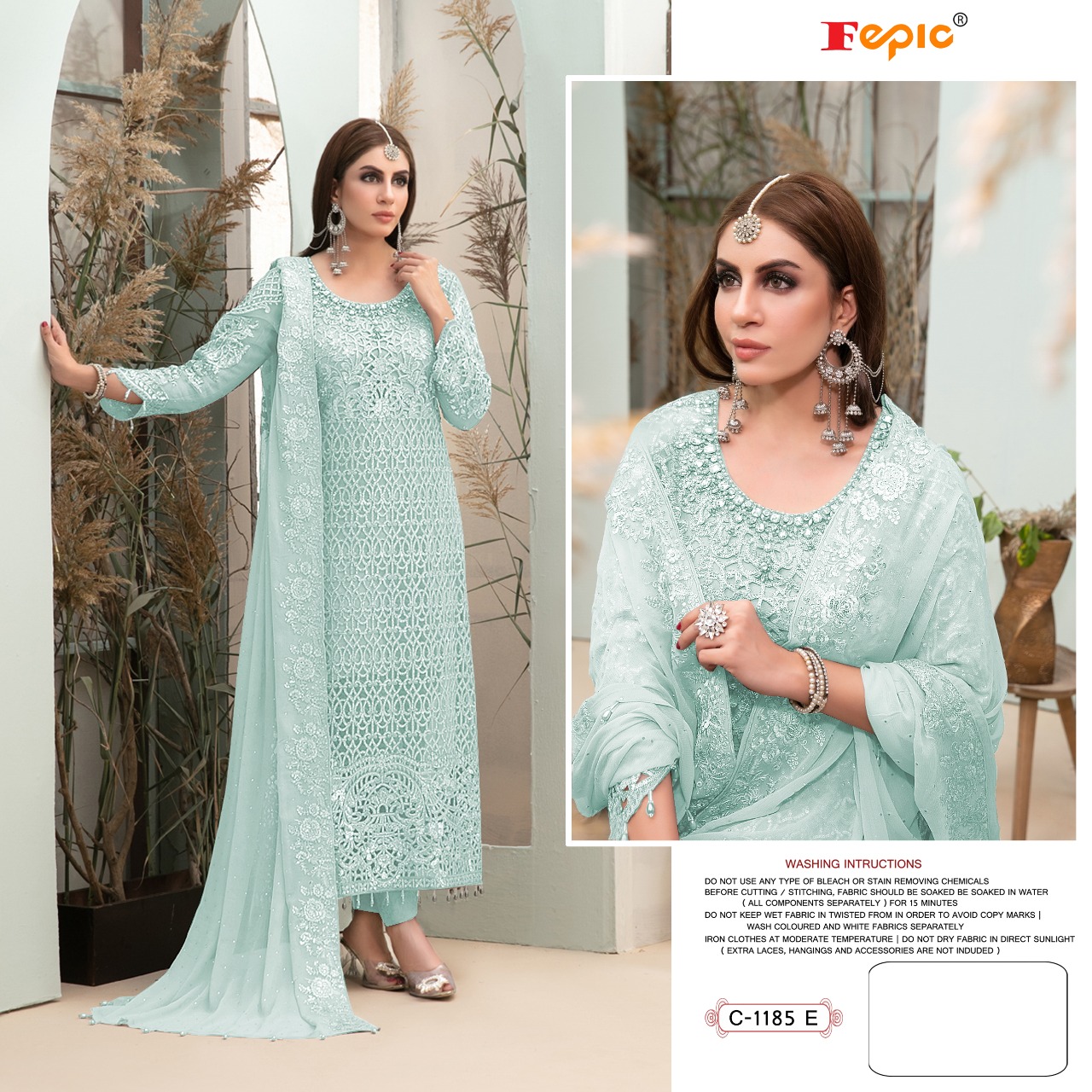 FEPIC Rosemeen C 1185 E Salwar Kameez Butterfly net Singles