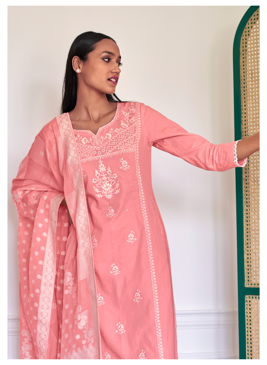 four buttons falak cotton decent look and colour top bottom with dupatta catalog