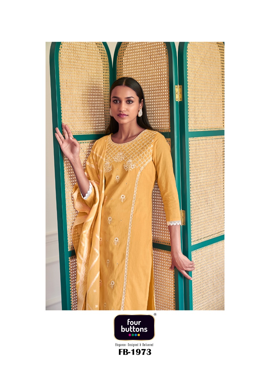 four buttons falak cotton decent look and colour top bottom with dupatta catalog