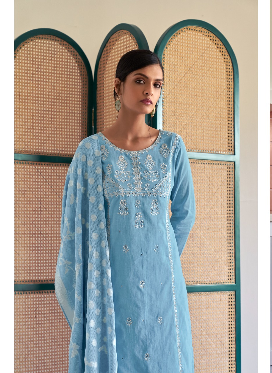 four buttons falak cotton decent look and colour top bottom with dupatta catalog