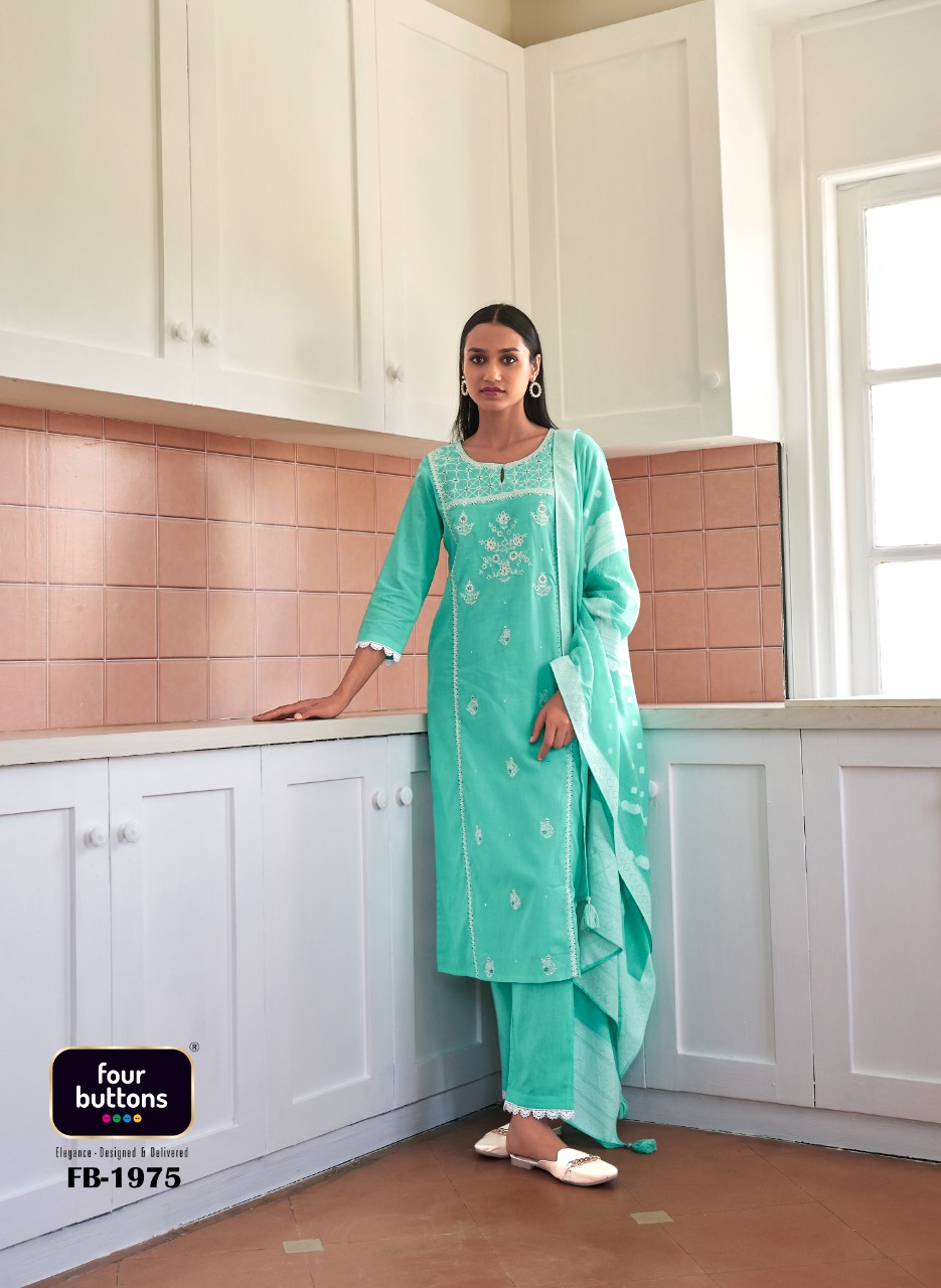 four buttons falak cotton decent look and colour top bottom with dupatta catalog