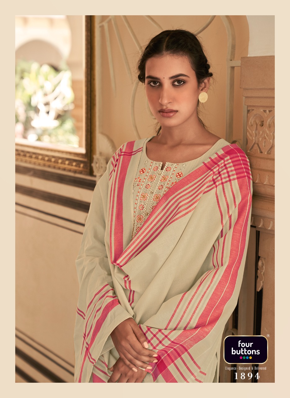 four buttons mantra cotton decent look and colour top bottom with dupatta catalog