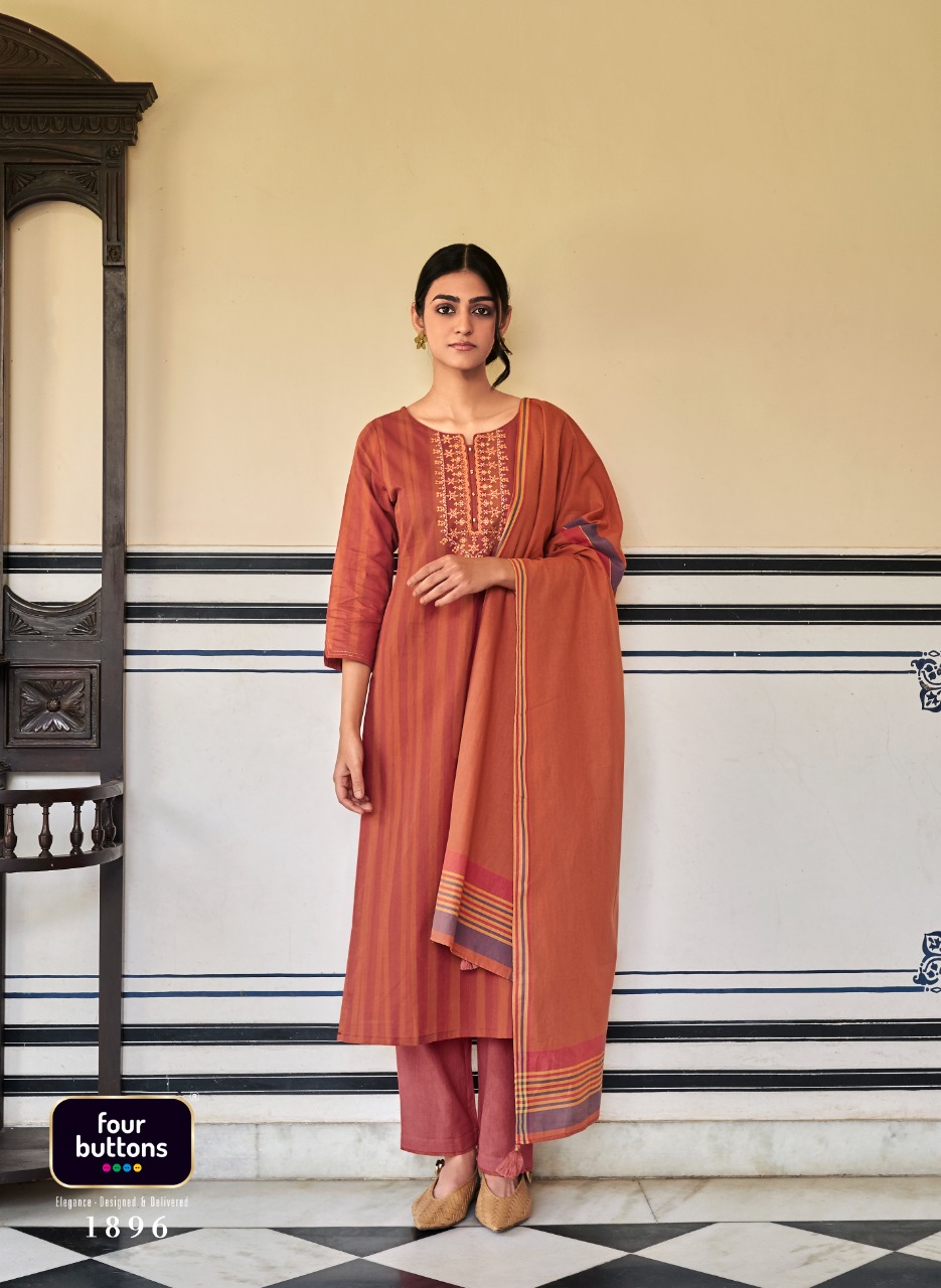 four buttons mantra cotton decent look and colour top bottom with dupatta catalog