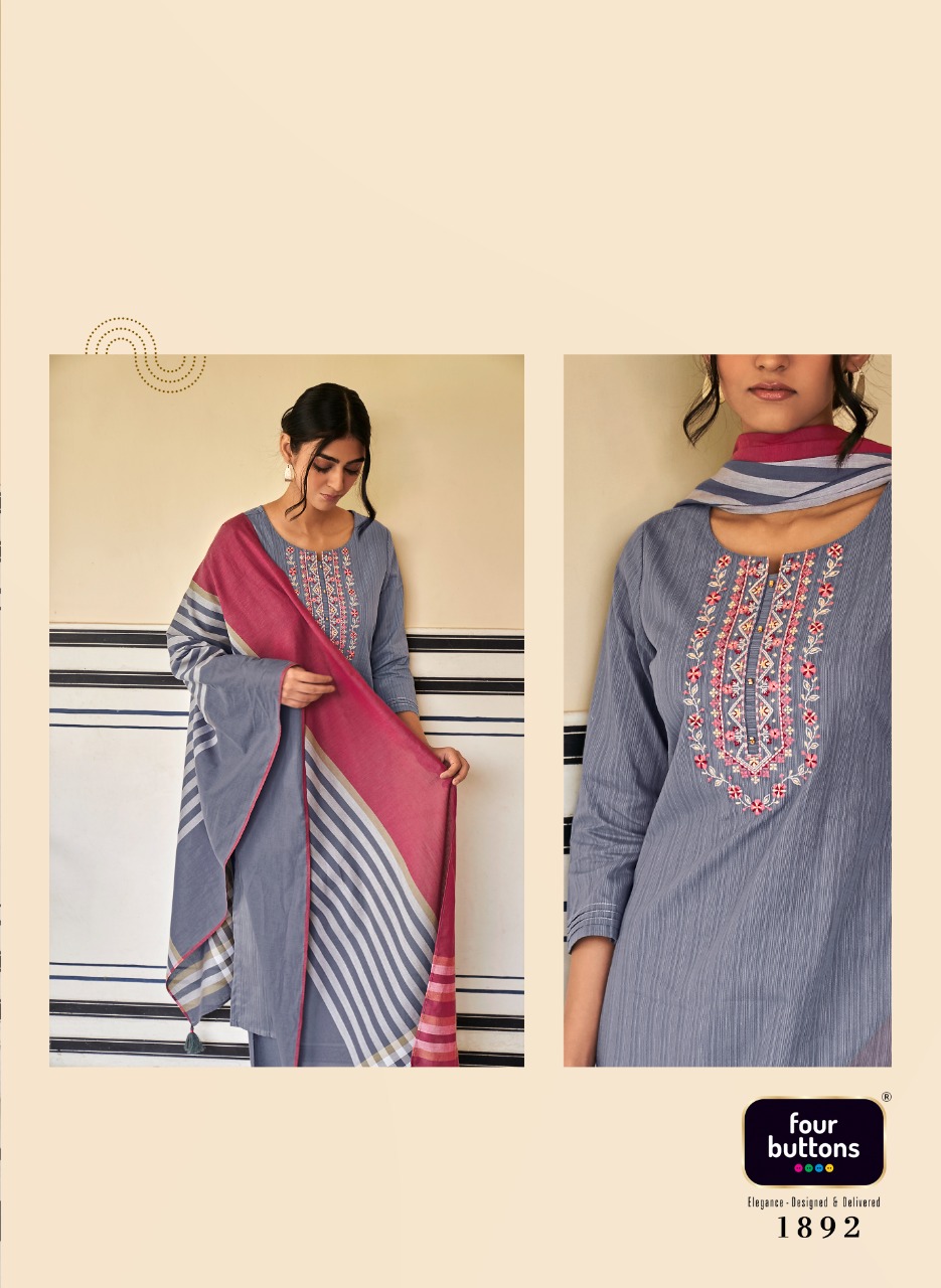 four buttons mantra cotton decent look and colour top bottom with dupatta catalog