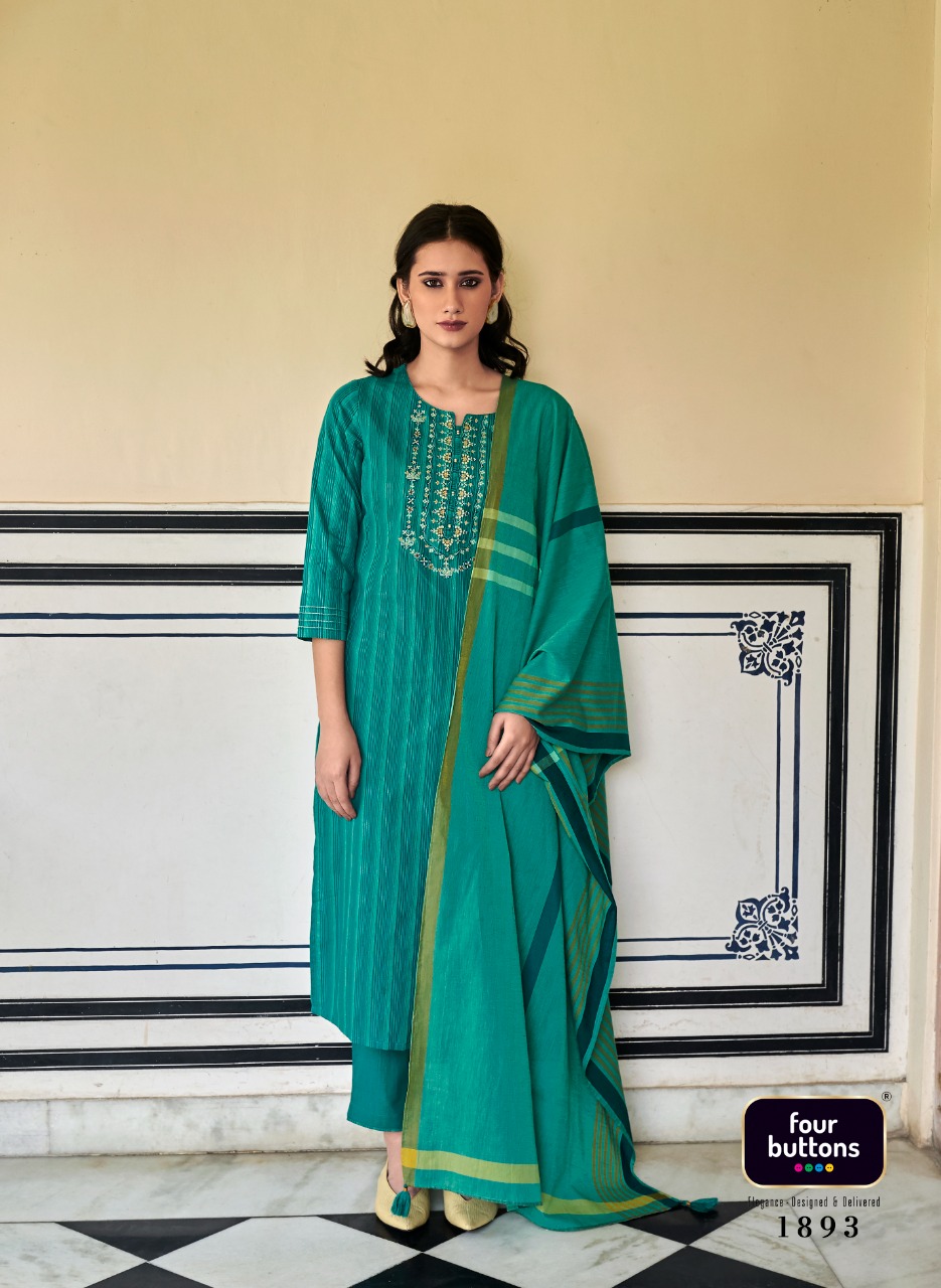 four buttons mantra cotton decent look and colour top bottom with dupatta catalog