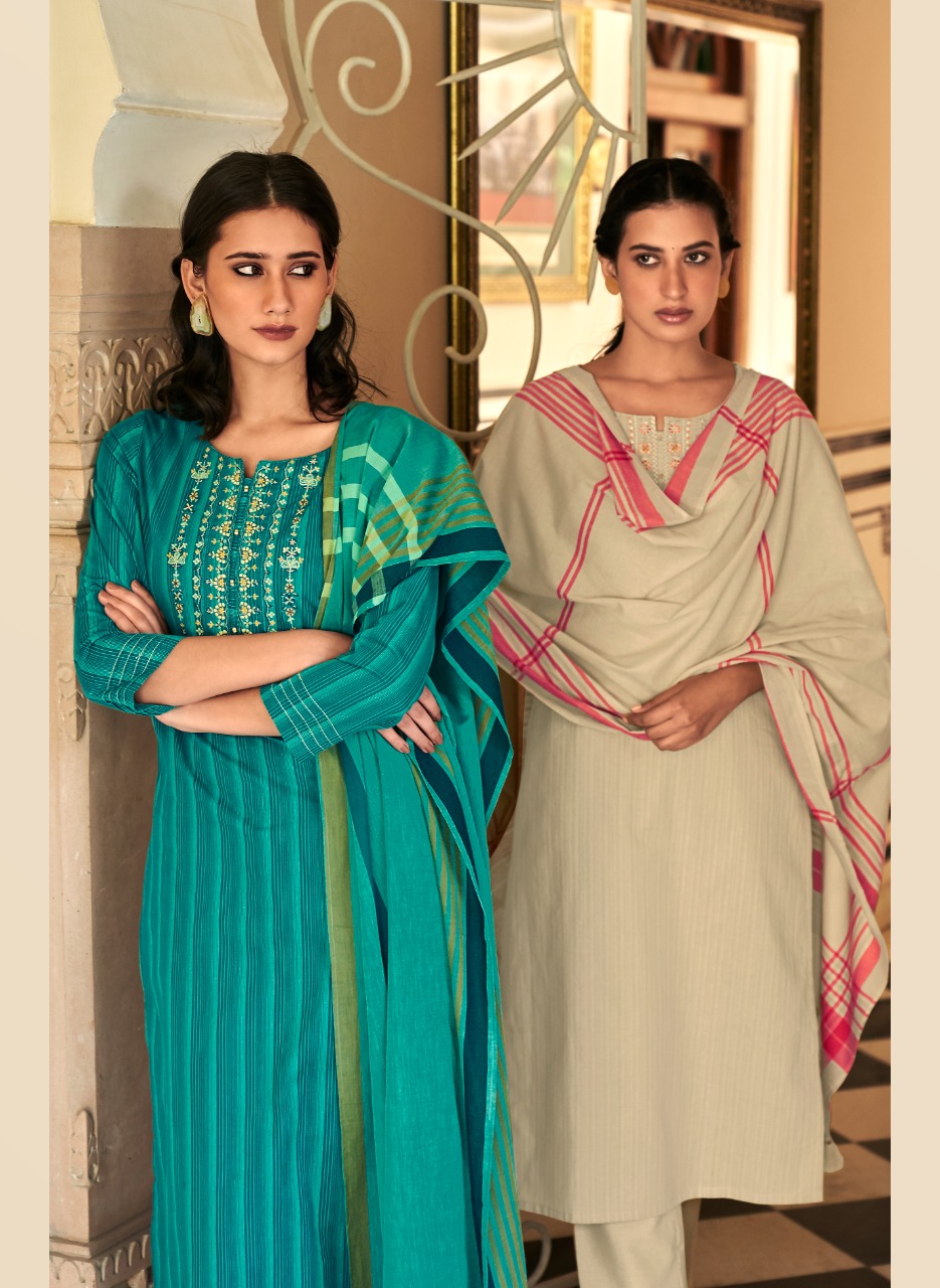 four buttons mantra cotton decent look and colour top bottom with dupatta catalog