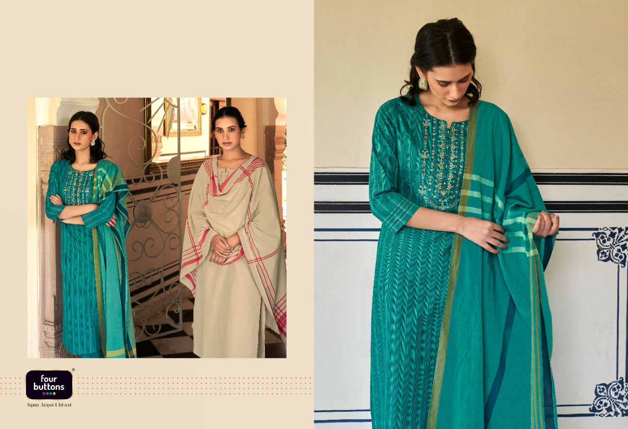 four buttons mantra cotton decent look and colour top bottom with dupatta catalog