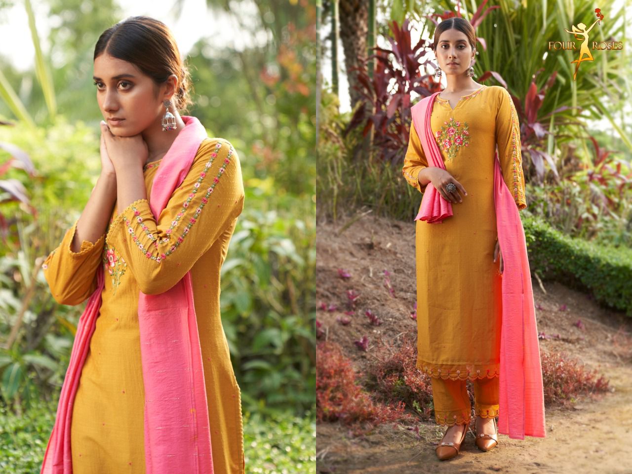 four roses ruhaniyat chinnon new and modern style top bottom with dupatta catalog