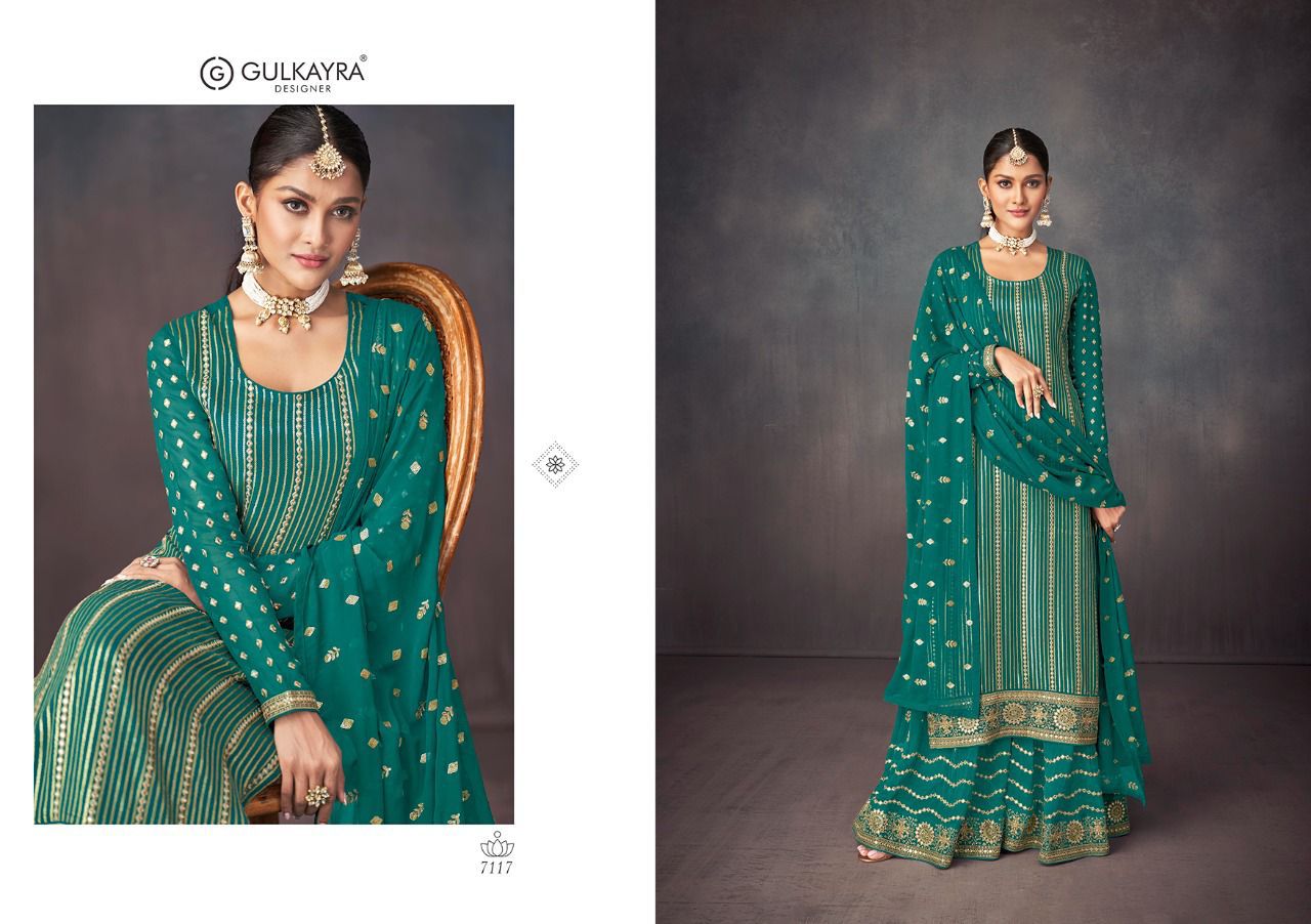 gulkayra designer ishika georgette festive look kurti dupatta with sarara catalog