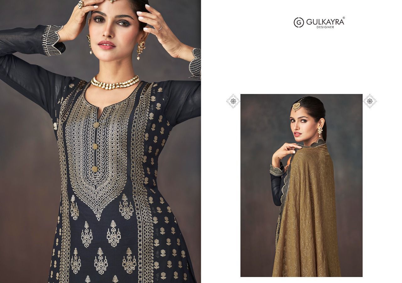 gulkayra designer ishika georgette festive look kurti dupatta with sarara catalog